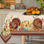 Rectangle Thanksgiving Tablecloth 60x120In,Thanksgiving Autumn Harvest Pumpkin Sunflower Turkey Table cloth,Polyester Waterproof Wrinkle Resistant Durable Tablecloth for Fall,Thanksgiving,Home Decor