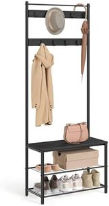 VASAGLE Coat Rack, Hall Tree with Shoe Storage Bench, Entryway Bench with Shoe Storage, 3-in-1, Steel Frame, for Entryway, 12.6 x 27.6 x 68.9 Inches, Industrial, Charcoal Gray UHSR041B01