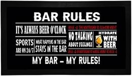 Bang Tidy Clothing Bar Runner Mat - Novelty Home Pub Bar - Funny Drink Beer Gifts for Men Women - Bar Rules