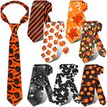 8 Pcs Thanksgiving Tie Halloween Ties for Men Colorful Soft Funny Neckties Formal Party Turkey Ghost Orange Black Tie for Men Boys Thanksgiving Party Costume