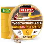 XFasten Double Sided Tape Woodworking Tape 1-Inch x 36-Yards, 6-Pack Double Sided Stick Tape for Woodworking Wood Tape Thin Double Stick Tape for Woodworking Double Sided Masking Tape Scroll Saw Tape