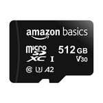 Amazon Basics 512GB microSDXC Memory Card with Full Size Adapter, 100MB/s, U3