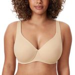 DELIMIRA Women's Minimiser Bra Plus Size Non Padded Underwired Seamless Comfort Bras Light Oatmeal 36E