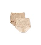 Bali Women's Smoothers Shapewear 2 Pack Cotton Brief with Light Control, Lace Flowers, X-Large