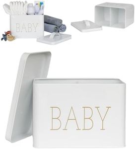 Lola Creates Baby Storage Organizer - Diaper Caddy for Lotions, Hair Essentials - White Baby Closet Organizer with Removable Lid - Metal Nursery Organization Box - Cute Baby Room Organizer for New Mom