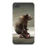 Apple Iphone Custom Case 5 / 5s White Plastic Snap on - Giant Grizzly Bear Riding Small Tricycle Funny Humor