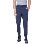 Van Heusen Athleisure Men Regular Fit Joggers - Cotton Rich - Smart Tech, Easy Stain Release, Anti Stat, Ultra Soft, Moisture Wicking_50044_Blue Melange_L