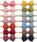 14 Pack Baby Girls Nylon Headbands Linen Hair Bows Hairbands Handmade Hair Accessories for Newborn Infant Toddlers Kids