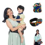 My Giraffe Hippy Hop - Hip Seat Baby Carrier With In-Built Storage Space - Upto 20 Kgs - 5 Months To 3 Years (Dino Print), Toddler, Black