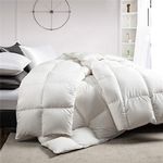 Puredown White Down Comforter Year Round Use 100% Natural Cotton 750 Fill Power All Season Medium Warmth Duvet Insert, Full/Queen Size, White