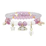 Cinnamoroll Crystal Bead Bracelet My Melody Sanrio Bracelets Cute Cartoon Kawaii Elastic Beaded Bracelets for Girls Women (D-PINK, Alloy)