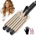 LAYADO Curling Iron 3 Barrels for Hair, Wave Iron 22 mm, Beach Waves Curling Iron Adjustable Quick Electric Heating Professional Styling Tool for All Long/Short Hair