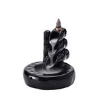 Bodhi House Ceramic Smoke Dropping Fountain Backflow Incense Holder With 20 Incense Cones | Incense Burner Decorative Showpiece | Aromatherapy (Pipe), Black