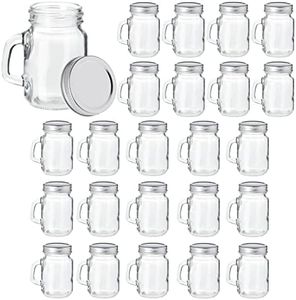 Juvale 24 Pack 4 oz Mason Jars with Lids, Mini Glass Jars with Metal Lids and Handles for Arts and Crafts, DIY Projects