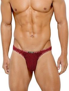 Casey Kevin Men's Thongs Underwear Sexy Lace G-String Bulge Pouch Breathable Panties Red