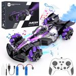 Coikes Remote Control Cars, 2.4Ghz 4WD RC Drift Cars with Lights Spray Music RC Car Toys with 2 Rechargeable Batteries 360° Rotation Off Road Racing Car RC Stunt Car Gifts for 8-14 Year Old Boys Girls