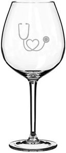 20 oz Jumbo Wine Glass Nurse Doctor Heart Stethoscope