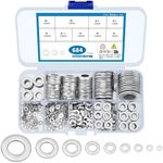 wugongshan 684 Pcs Stainless Steel Flat Washers, 9 Sizes Metal Washers Hardware Assortment Set, M2 M2.5 M3 M4 M5 M6 M8 M10 for Home Automotive Shop Factories Repair Construction Washers