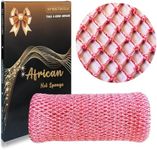 SPMKTBOZAI African Net Sponge Authentic, African Exfoliating Sponge Real African Net Black Owned, African Bath Sponge Back Scrubber, Body Exfoliator Shower Bath Accessories (Pink)