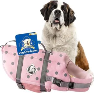 Paws Aboard Dog Life Jacket - Swimming Vest for Dogs, Adjustable, Reflective, Comfortable, Multiple Colors, Patterns, XX-Small to Extra Large Dog Swim Vest with Handle (Pink/Silver, X-Large)