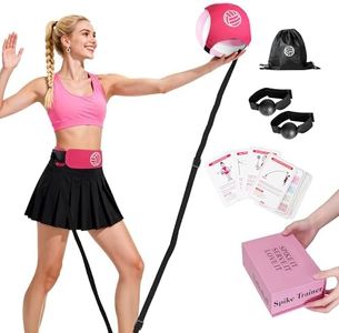 HLXDV Volleyball Training Equipment (No Ball Included): 6-Piece Pink Solo Volleyball Trainer Set with Training Cards for Serving, Spiking, Setting & Hitting – Gift for Teen Girls and Beginner Player