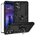 for Motorola Moto G 5G 2024 Case with Screen Protector,Hybrid Heavy Duty Military Protective Shockproof Armor Dual Layer Protection Defender Back Cover Phone Case for Moto G 5G 2024 (G 5G 2024 Black)