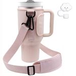 for Stanley Bag, Water Bottle Holder Fits for Stanley/Simple Modern 40 oz Tumbler with Handle, with Straw Cover, Adjustable Strap & Carabiner for Stanley Accessories Sports Walking Camping