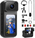 Mini Body Camera 128G with 1.47inch LCD Screen, 2.7K Thumb Size Action Body Cam with Audio&Video Thumb Hands Free POV Recording, Mount Free, Magnetic Sport DV for Bike Cycling Vlogging Pet Walk Swim
