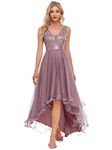 Ever-Pretty Evening Prom Gowns Deep V Neck High Low Sleeveless Dress for Women Orchid 10