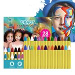 URAQT Face Paint Crayons, 28 Colors Face Body Crayons, Non-toxic Safety Body Painting Kit for Kids Easter Halloween Makeup, Christmas Party or Cosplay