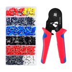 Ferrule Crimping Tool Kit, Ferrule Crimper Plier AWG23-7(0.25-10mm²) with 1200pcs Wire Ferrules Kit Wire Ends Terminals, Self-Adjustable Ratchet Wire Crimping Tool.