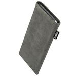 fitBAG Classic Gray custom tailored sleeve for BlackBerry KEY2 LE | Made in Germany | Genuine Alcantara pouch case cover with MicroFibre lining for display cleaning