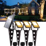 Mii-PWR Solar Spotlights Outdoor Waterproof, Zeta 3-in-1 Spot Lights Metal Warm White Auto On/Off Dusk to Dawn Landscape Flag Pole Uplights for Outside House Trees Garden Yard Driveway Pathway Lawn