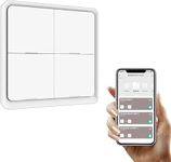 Auslese Smart Zigbee Wireless Remote Control Switch Wall Panel 4 Gang 12 Scene Controller Required Zigbee Hub App Controller Support Alexa And Google Support Home (White)