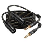 BEZOKABEL XLR to 1/4 inch(6.35mm) 25ft 2packs, XLR Male to 1/4 Male, TRS to XLR Cable, Quarter Inch to XLR Microphone Cable Nylon Braided
