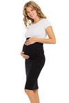 My Bump Women's Comfort Stretch High Waisted Tummy Control Midi Maternity Pencil Skirt Made in USA, Black, X-Large