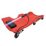 OKSTENCK Mechanic Plastic Creeper with Light,40Inch Vehicle Repair Low Profile Automotive Creeper with Padded Headrest & Dual Tool Trays HDPE Body 440 Lbs Capacity Adsorption Light (Red)