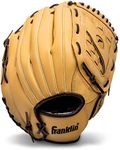 Franklin Sports Baseball + Softball Glove - Field Master Baseball + Softball Mitt - Adult + Youth Glove - Men's + Women's Baseball + Softball Gloves - Right Hand Throw - 14" - Camel Brown