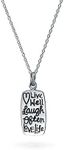 Small Engravable Inspirational Word Live Love Laugh Dog Tag Pendant Necklace for Teen Women .925 Sterling Silver