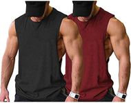 COOFANDY Men Workout Tank Top 2 Pack Gym Bodybuilding Sleeveless Muscle T Shirts, Black/Wine Red(2pcs), Large