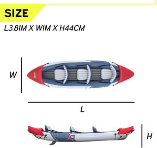 Hydro-Force 3-Person Inflatable Kayak Set – Aluminum Oars & Pump