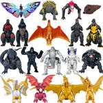 MUKSSE Set of 18 pcs Dragon vs Kong Toys, Dinosaur Action Figures, King of The Monsters Shin Ultima Gamera Mecha Ghidorah Skull Crawler Destoroyah Cake Toppers