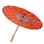 TIPTOP DECORATION Parasol Japanese Traditional Umbrella (33 Inch) (Authentic) (Handmade) (1 Piece) (Orange)