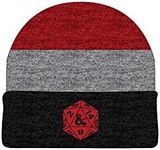 Dungeons and Dragons Game Striped Red Marled Embroidery Logo Knitted Beanie Hat for Winter