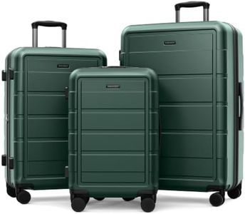 SHOWKOO Luggage Sets Expandable 100% PC Suitcase Double Wheels TSA Lock 3PC (ArmyGreen)