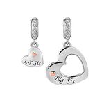 LSxAB Big Sister and Little Sister Charm Matching 2 Pcs Heart Bead for Friends Compatible with Pandora Charms Bracelets