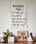 Hyppy Kitchen Rules Tapestry | Multicolor | 19 x 25 Inches | Canvas fabric | Wall Decoration | Room Decor |