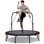 Sportneer 48" Rebounder Trampoline for Adults, Foldable Mini Fitness Trampoline Exercise Rebounder with 5 Level Height Adjustable Handle Rebounder Trampolines for Kids Indoor Outdoor Backyard Workout