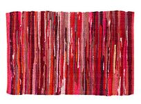 100% Cotton Rag Rug 60x90 CM - 24x36 Inches Multicolor Chindi Rug - Hand Woven & Reversible for Living Room Kitchen Entryway Rug - Red