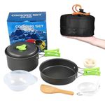 aiGear Camping Cooking Set Cookware Mess Kit with Storage Bag Pot Pan Set Camping Accessories for Outdoor Camping Hiking Picnic Portable and Lightweight Aluminum Color Green (CC02GN)